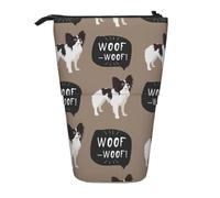 YXDVPALNE Patrón de Perro Papillon,Estuche telescópico para lápices, Soporte para lápices con Cremallera.