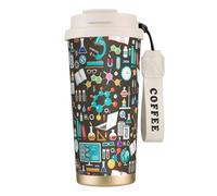 YXDVPALNE Patrón de química científica,Taza de café de acero inoxidable 316 con cordón, vaso térmico de viaje para coche, 500 ml