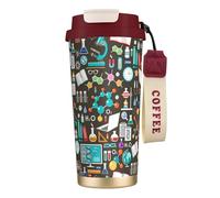 YXDVPALNE Patrón de química científica,Taza de café de acero inoxidable 316 con cordón, vaso térmico de viaje para coche, 500 ml