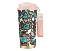 YXDVPALNE Patrón de química científica,Taza de café de acero inoxidable 316 con cordón, vaso térmico de viaje para coche, 500 ml