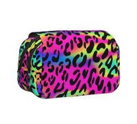 YXDVPALNE Patrón geométrico Abstracto de neón Brillante Estuche para lápices portátil con Doble Concha y Cremallera