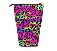 YXDVPALNE Patrón geométrico Abstracto de neón Brillante,Estuche telescópico para lápices, Soporte para lápices con Cremallera.