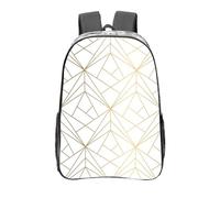 YXDVPALNE Patrón geométrico dorado con brillo blanco,Mochila informal de 16 pulgadas, transparente, resistente al agua, para la escuela
