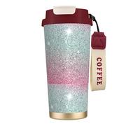 YXDVPALNE Patrón rosa brillante,Taza de café de acero inoxidable 316 con cordón, vaso térmico de viaje para coche, 500 ml