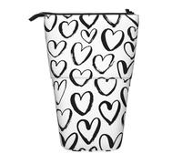 YXDVPALNE Patrón sin Costuras con Corazones,Estuche telescópico para lápices, Soporte para lápices con Cremallera.