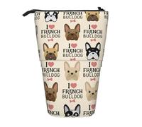 YXDVPALNE Patrón sin Costuras de Bulldog francés en Estilo Vintage,Estuche telescópico para lápices, Soporte para lápices con Cremallera.