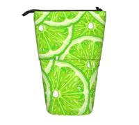 YXDVPALNE Patrón Verde Lima,Estuche telescópico para lápices, Soporte para lápices con Cremallera.