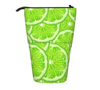 YXDVPALNE Patrón Verde Lima limón,Estuche telescópico para lápices, Soporte para lápices con Cremallera.