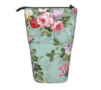 YXDVPALNE Patrón Vintage Elegante de Rosas Rojas y Rosadas,Estuche telescópico para lápices, Soporte para lápices con Cremallera.