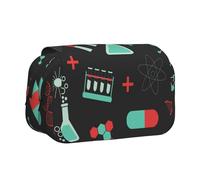 YXDVPALNE Patrones de química y Ciencia Verdes Estuche para lápices portátil con Doble Concha y Cremallera