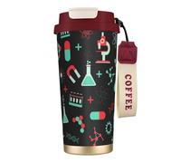 YXDVPALNE Patrones de química y ciencia verdes,Taza de café de acero inoxidable 316 con cordón, vaso térmico de viaje para coche, 500 ml