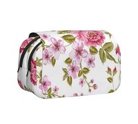 YXDVPALNE Peonías de Color Rosa Paja Estuche para lápices portátil con Doble Concha y Cremallera