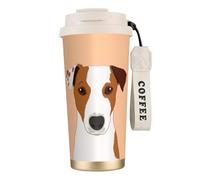 YXDVPALNE Perro Jack Russell Terrier,Taza de café de acero inoxidable 316 con cordón, vaso térmico de viaje para coche, 500 ml