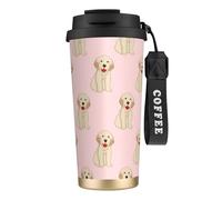 YXDVPALNE Perro labrador golden retriever,Taza de café de acero inoxidable 316 con cordón, vaso térmico de viaje para coche, 500 ml