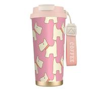 YXDVPALNE Perro mascota de dibujos animados Scottish Terrier,Taza de café de acero inoxidable 316 con cordón, vaso térmico de viaje para coche, 500 ml