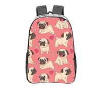 YXDVPALNE Perro Pug con forma de corazón para el día de San Valentín,Mochila informal de 16 pulgadas, transparente, resistente al agua, para la escuela