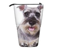 YXDVPALNE Perro Schnauzer Lindo,Estuche telescópico para lápices, Soporte para lápices con Cremallera.