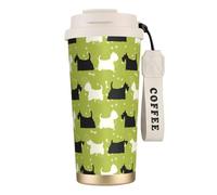 YXDVPALNE Perro silueta Scottie Westie Tier,Taza de café de acero inoxidable 316 con cordón, vaso térmico de viaje para coche, 500 ml