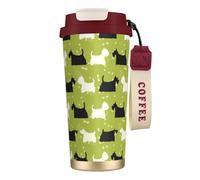 YXDVPALNE Perro silueta Scottie Westie Tier,Taza de café de acero inoxidable 316 con cordón, vaso térmico de viaje para coche, 500 ml