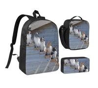 YXDVPALNE Perros Border Collie Shetland SheepDogs Alaskan,Mochila para estudiantes, bolsa de almuerzo y estuche de lápices (3 piezas)