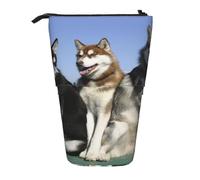 YXDVPALNE Perros Husky Huskie,Estuche telescópico para lápices, Soporte para lápices con Cremallera.