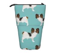 YXDVPALNE Perros Papillon Lindo Perro Spaniel Toy,Estuche telescópico para lápices, Soporte para lápices con Cremallera.