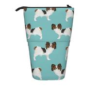 YXDVPALNE Perros Papillon Lindo Perro Spaniel Toy,Estuche telescópico para lápices, Soporte para lápices con Cremallera.