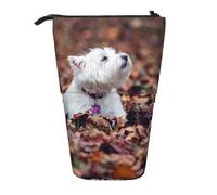 YXDVPALNE Perros Westie Bokeh West Highland White Terrier,Estuche telescópico para lápices, Soporte para lápices con Cremallera.