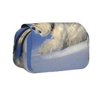 YXDVPALNE Perros Westie de Invierno West Highland White Terrier Estuche para lápices portátil con Doble Concha y Cremallera