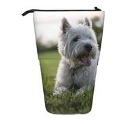 YXDVPALNE Perros Westie Lawn West Highland White Terrier,Estuche telescópico para lápices, Soporte para lápices con Cremallera.