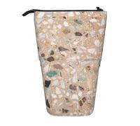 YXDVPALNE Piedra Natural terrazo,Estuche telescópico para lápices, Soporte para lápices con Cremallera.