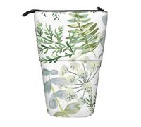 YXDVPALNE Planta Verde Helecho Verde,Estuche telescópico para lápices, Soporte para lápices con Cremallera.
