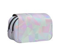 YXDVPALNE Poligonal holográfico Iridiscente Abstracto Estuche para lápices portátil con Doble Concha y Cremallera