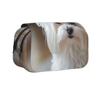 YXDVPALNE Precioso Perro maltés Impreso Estuche para lápices portátil con Doble Concha y Cremallera