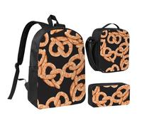 YXDVPALNE Pretzel fresco,Mochila para estudiantes, bolsa de almuerzo y estuche de lápices (3 piezas)