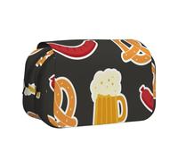 YXDVPALNE Pretzel y Cerveza Estuche para lápices portátil con Doble Concha y Cremallera