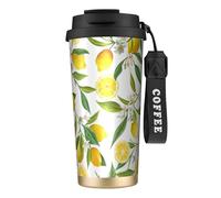YXDVPALNE Ramas de limonero exóticas estampadas, deliciosas y deliciosas,Taza de café de acero inoxidable 316 con cordón, vaso térmico de viaje para coche, 500 ml