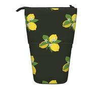 YXDVPALNE Ramo de Limones con Rama y Lirios Negros,Estuche telescópico para lápices, Soporte para lápices con Cremallera.