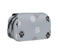 YXDVPALNE Rastros de Huellas de Patas Cate Estuche para lápices portátil con Doble Concha y Cremallera