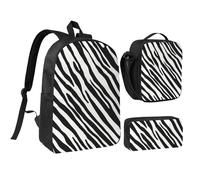 YXDVPALNE Raya de cebra natural,Mochila para estudiantes, bolsa de almuerzo y estuche de lápices (3 piezas)