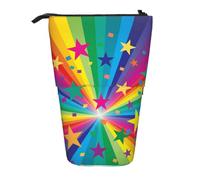 YXDVPALNE Rayos de Confeti de arcoíris y Estrellas,Estuche telescópico para lápices, Soporte para lápices con Cremallera.