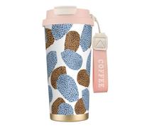 YXDVPALNE Resumen de la mejor y más moderna piel de leopardo,Taza de café de acero inoxidable 316 con cordón, vaso térmico de viaje para coche, 500 ml