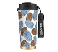 YXDVPALNE Resumen de la mejor y más moderna piel de leopardo,Taza de café de acero inoxidable 316 con cordón, vaso térmico de viaje para coche, 500 ml