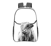 YXDVPALNE Retrato de una vaca de las Highlands Fiestas impresas,Mochila informal de 16 pulgadas, transparente, resistente al agua, para la escuela