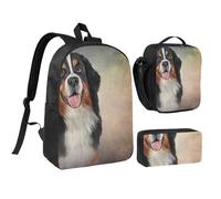 YXDVPALNE Retrato divertido de la raza de perro Boyero de Berna,Mochila para estudiantes, bolsa de almuerzo y estuche de lápices (3 piezas)