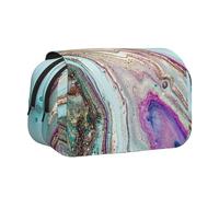 YXDVPALNE Roca geoda de ágata arcoíris Estuche para lápices portátil con Doble Concha y Cremallera