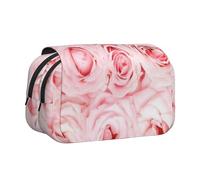 YXDVPALNE Rosas Frescas Rosadas Impresas Estuche para lápices portátil con Doble Concha y Cremallera