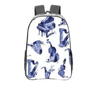 YXDVPALNE Saxofón de blues Piano Violonchelo Bajo,Mochila informal de 16 pulgadas, transparente, resistente al agua, para la escuela