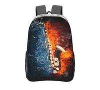 YXDVPALNE Saxofón en fuego y agua,Mochila informal de 16 pulgadas, transparente, resistente al agua, para la escuela