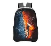 YXDVPALNE Saxofón en llamas y hielo,Mochila informal de 16 pulgadas, transparente, resistente al agua, para la escuela